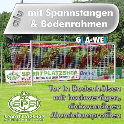 Fußballtor, Trainingstor, Wettkampftor, Tor, Großfeldtor, mit Spannstangen, mit Bodenrahmen