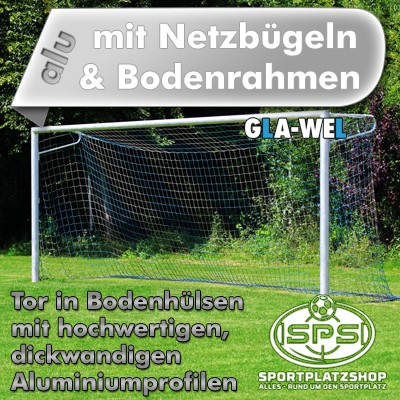 Fußballtor, Tor, Trainingstor, Wettkampftor, mit Netzbügel, mit Bodenrahmen